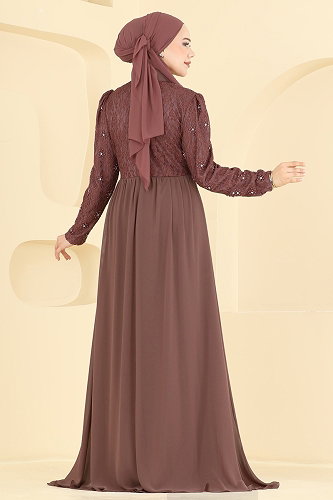 moda selvim Evening Dress 8248AB368 Copper - Thumbnail
