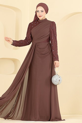 moda selvim فستان سهرة نحاسي 8248AB368 - Thumbnail