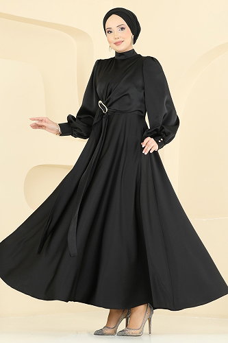 moda selvim فستان سهرة أسود 8266AB368 - Thumbnail