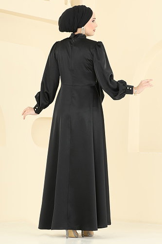 moda selvim فستان سهرة أسود 8266AB368 - Thumbnail