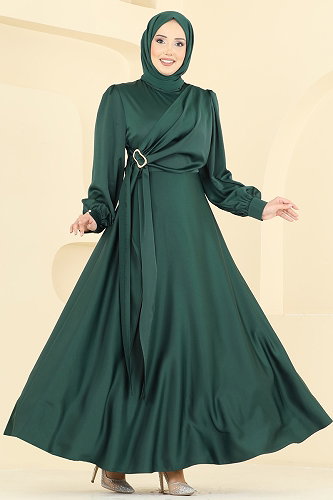 moda selvim Evening Dress 8266AB368 Emerald - Thumbnail