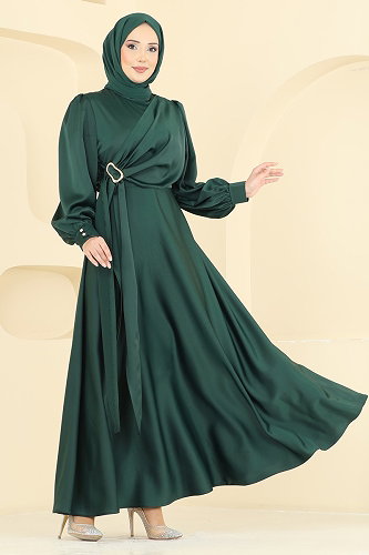 moda selvim Evening Dress 8266AB368 Emerald - Thumbnail