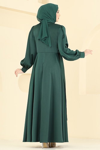 moda selvim Evening Dress 8266AB368 Emerald - Thumbnail