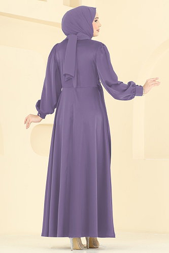 moda selvim فستان سهرة ليلكي 8266AB368 - Thumbnail