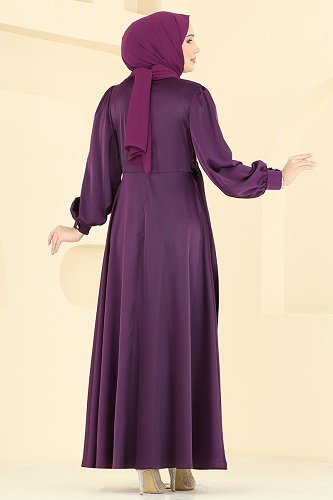 moda selvim فستان سهرة أرجواني 8266AB368 - Thumbnail