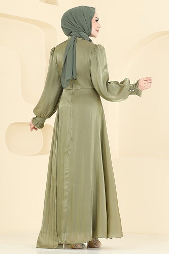 moda selvim Evening Dress 8267AB368 Almond Green - Thumbnail