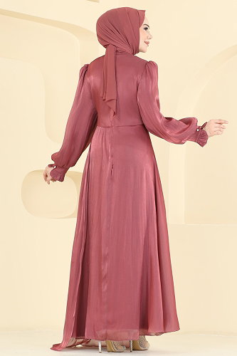 moda selvim Evening Dress 8267AB368 Dark Rose Dusky - Thumbnail