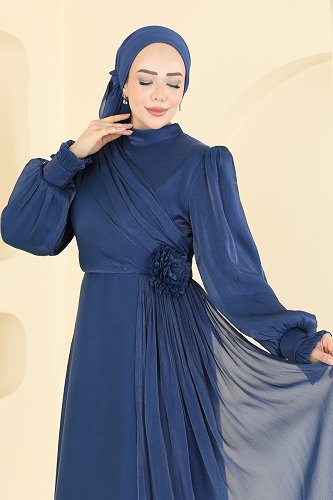 moda selvim فستان سهرة كحلي 8267AB368 - Thumbnail