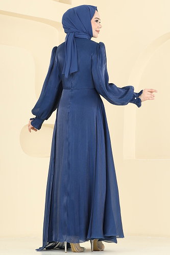 moda selvim فستان سهرة كحلي 8267AB368 - Thumbnail