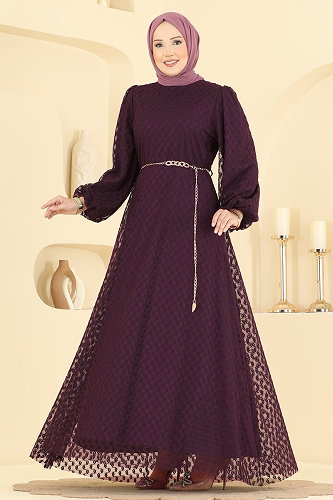 moda selvim فستان سهرة توتي 8346ABK1075 - Thumbnail