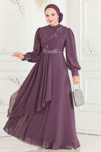 M.S.L. - EVENING DRESS ABY5652 Dark Lilac