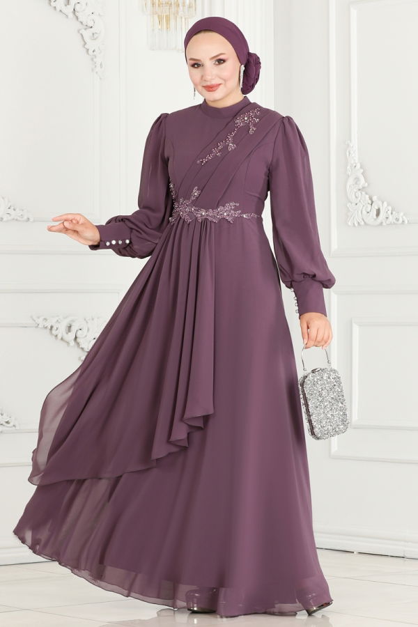 Modaselvim EVENING DRESSES Evening Dress ABY5652 Dark Lilac