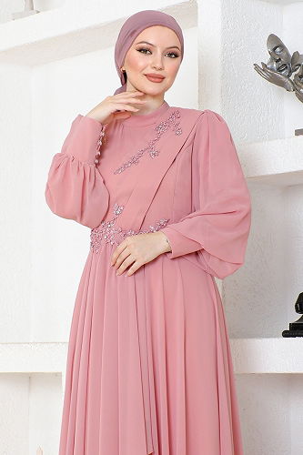 moda selvim EVENING DRESS ABY5652-M Rose Dried - Thumbnail