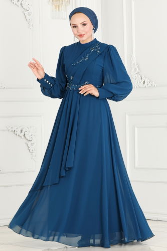 M.S.L. - Evening Dress ABY5652 Petroleum