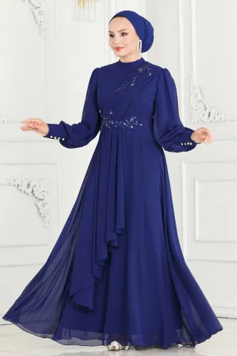 M.S.L. - Evening Dress ABY5652 Saxe