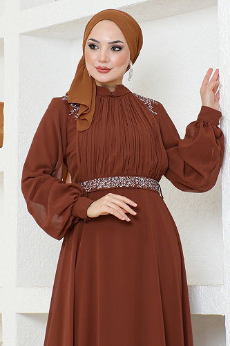 moda selvim EVENING DRESS ALM52879-M Copper - Thumbnail