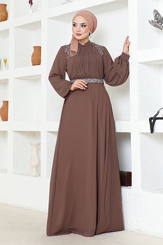 moda selvim EVENING DRESS ALM52879-M Dark Vision - Thumbnail