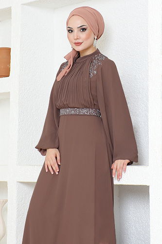 moda selvim EVENING DRESS ALM52879-M Dark Vision - Thumbnail