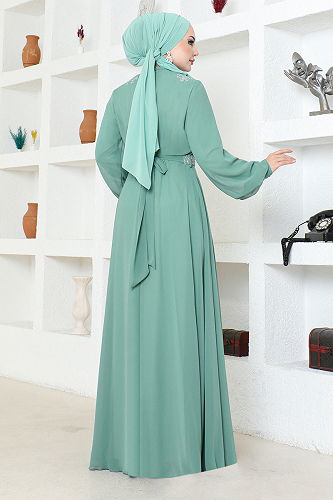 moda selvim EVENING DRESS ALM52879-M Mint - Thumbnail