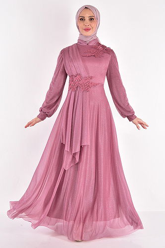 moda selvim Evening Dress ASM10022-M Pink - Thumbnail