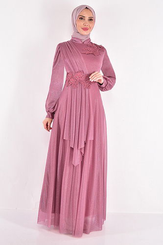 moda selvim Evening Dress ASM10022-M Pink - Thumbnail