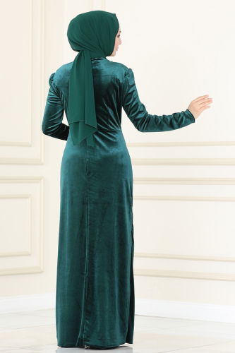 moda selvim EVENING DRESS ASM2407 Emerald - Thumbnail