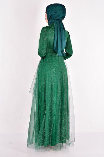 moda selvim EVENING DRESS ASM2471-M Emerald - Thumbnail