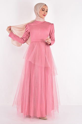 moda selvim EVENING DRESS ASM2471-M Powder - Thumbnail