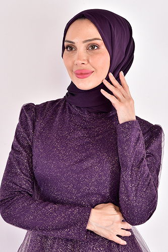 moda selvim EVENING DRESS ASM2471-M Purple - Thumbnail