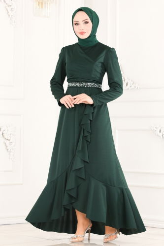 moda selvim Evening Dress ASM2497 Light Emerald - Thumbnail