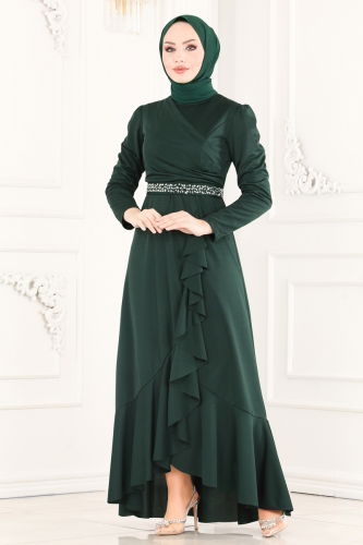 moda selvim Evening Dress ASM2497 Light Emerald - Thumbnail