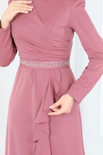 moda selvim Evening Dress ASM2497 Light Rose Dried - Thumbnail