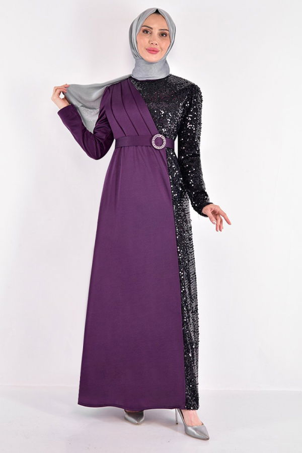 Modaselvim NET 20%+20% DISCOUNT IN THE CARD Evening Dress ASM2516-M Damson