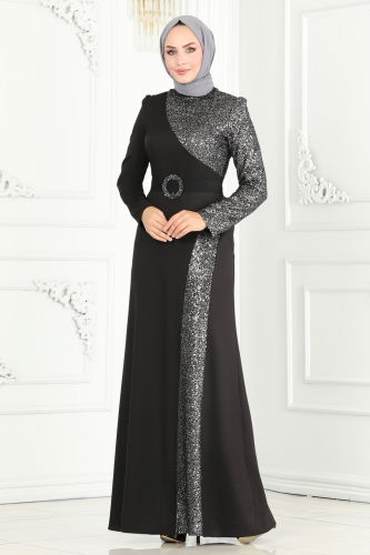 A.S.M. - EVENING DRESS ASM2524 Black & Silver