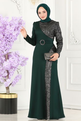 A.S.M. - Evening Dress ASM2524 Emerald & Silver