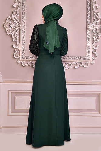 moda selvim EVENING DRESS ASM2524-M Emerald - Thumbnail