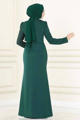 moda selvim Evening Dress ASM2530 Emerald - Thumbnail