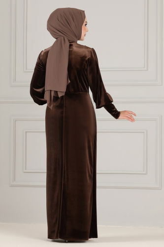 moda selvim Evening Dress ASM2533 Brown - Thumbnail