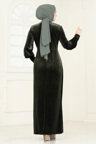 moda selvim فستان سهرة اخضر عفني ASM2533 - Thumbnail