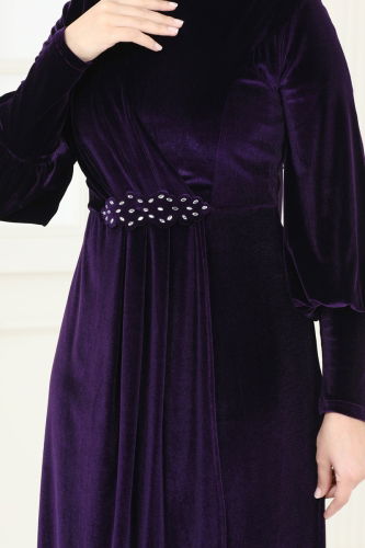 moda selvim Evening Dress ASM2533 Purple - Thumbnail