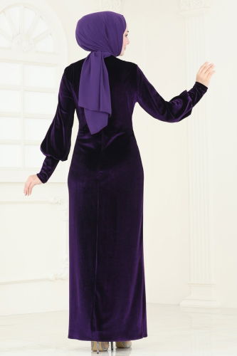 moda selvim Evening Dress ASM2533 Purple - Thumbnail