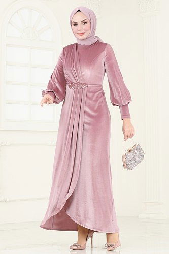 moda selvim Evening Dress ASM2533 Rose Dried - Thumbnail