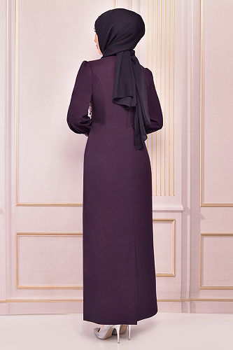 moda selvim EVENING DRESS ASM2553-M Damson - Thumbnail