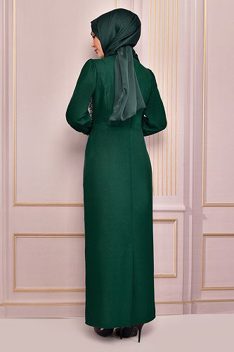 moda selvim EVENING DRESS ASM2553-M Emerald - Thumbnail