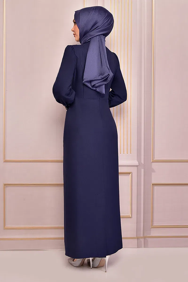 moda selvim EVENING DRESS ASM2553-M Indigo - Thumbnail