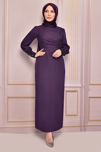 moda selvim EVENING DRESS ASM2553-M Purple - Thumbnail