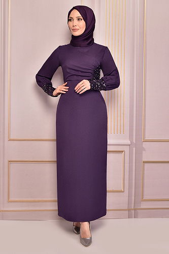 moda selvim EVENING DRESS ASM2553-M Purple - Thumbnail