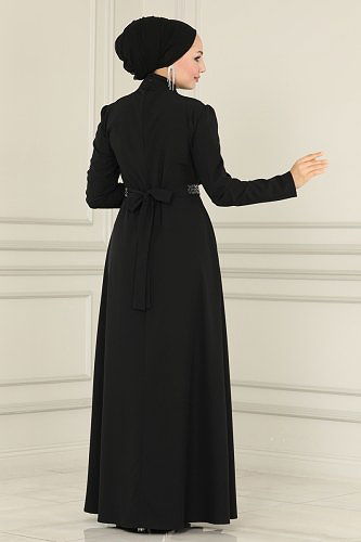 moda selvim Evening Dress ASM2611 Black - Thumbnail