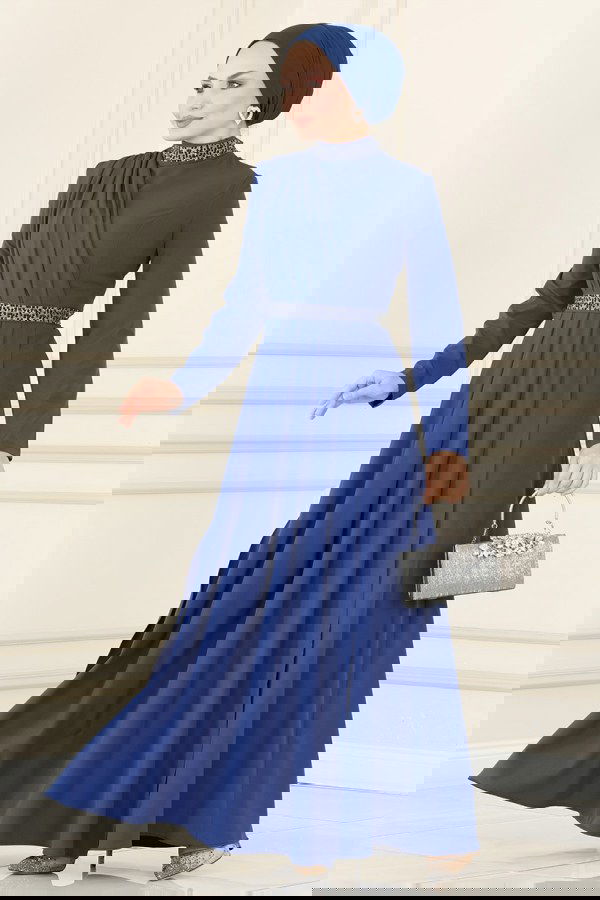 Modaselvim خصم صافٍ20%+20% في سلة التسوق فستان سهرة أزرق غامق ASM2611