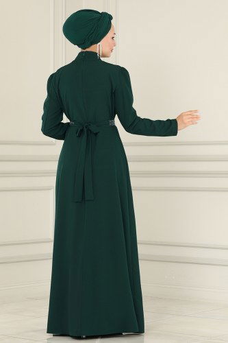 moda selvim Evening Dress ASM2611 Emerald - Thumbnail